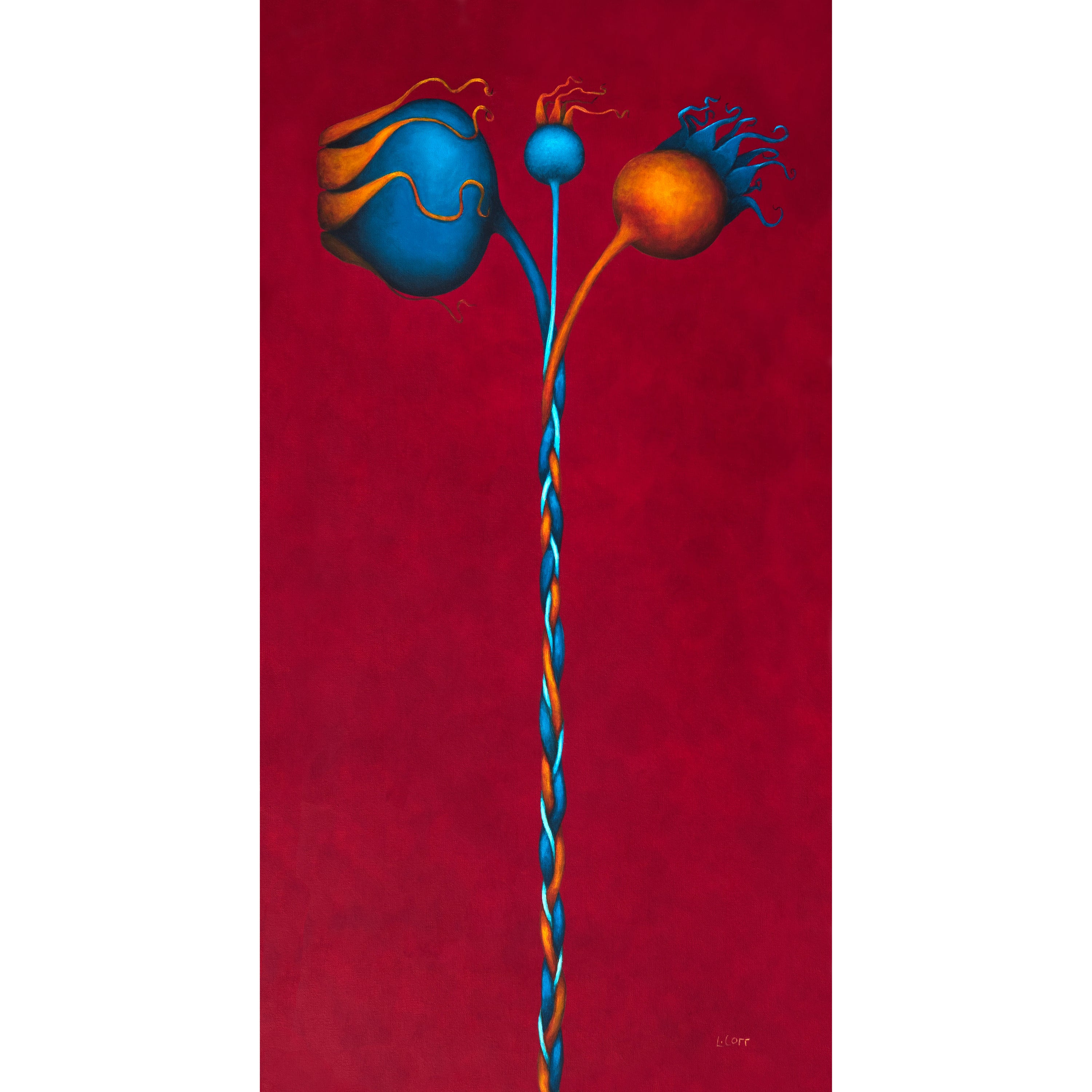 Beautiful, surreal, modern artwork, braid of rosehips, prints