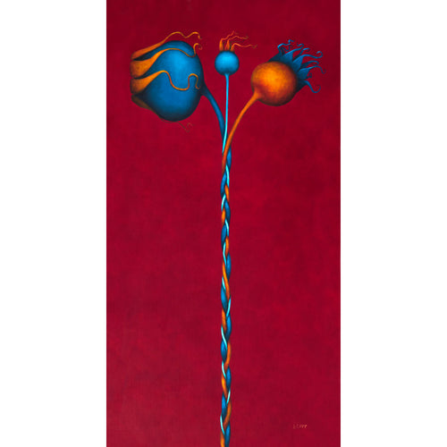 Beautiful, surreal, modern artwork, braid of rosehips, prints