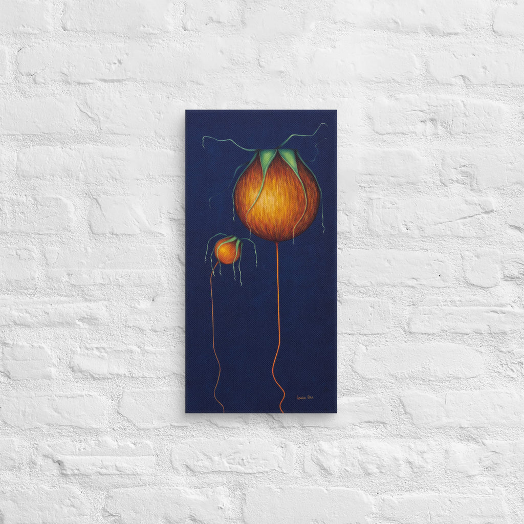 Rosehip branch acrylic painting, contemporary botanical fine art