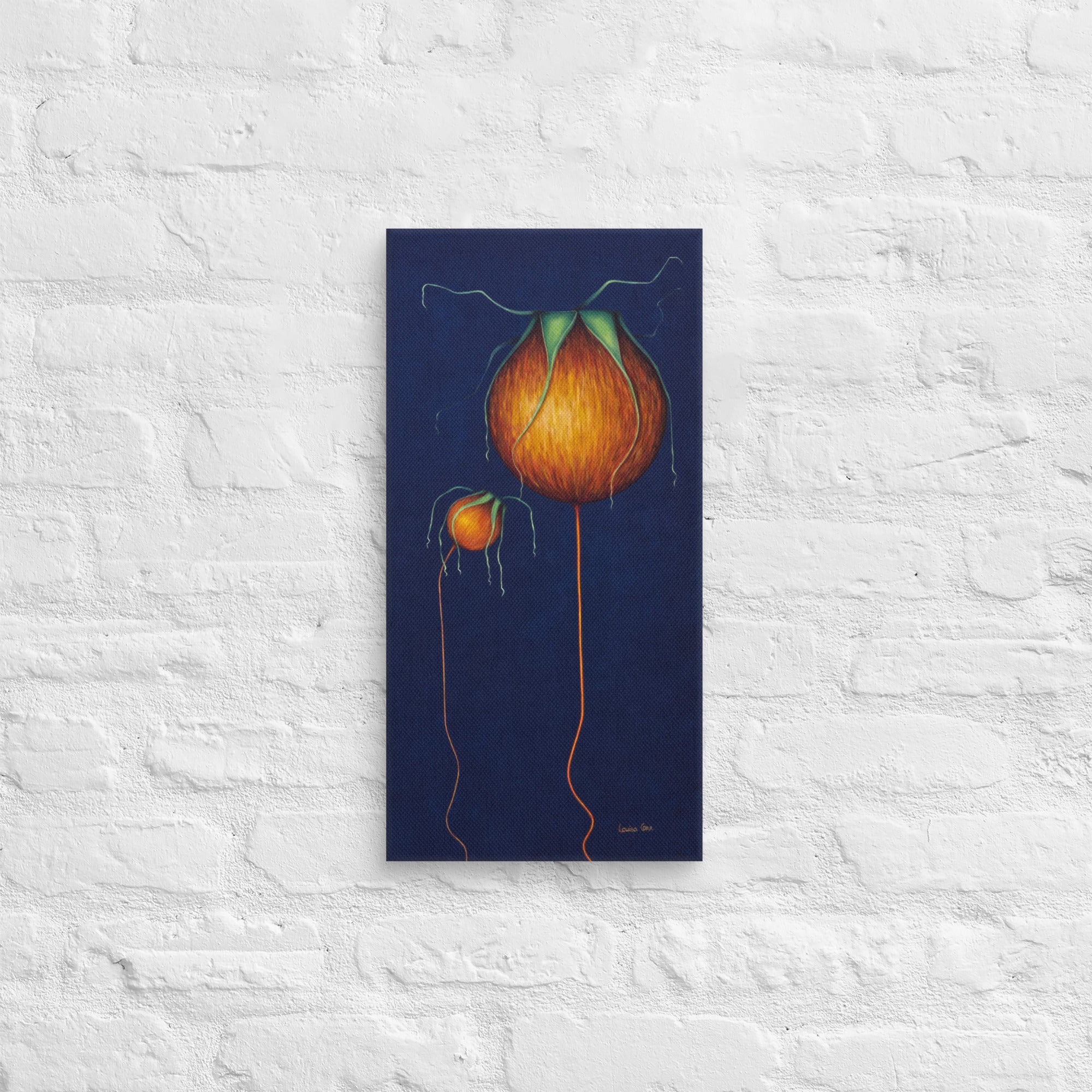Rosehip branch acrylic painting, contemporary botanical fine art
