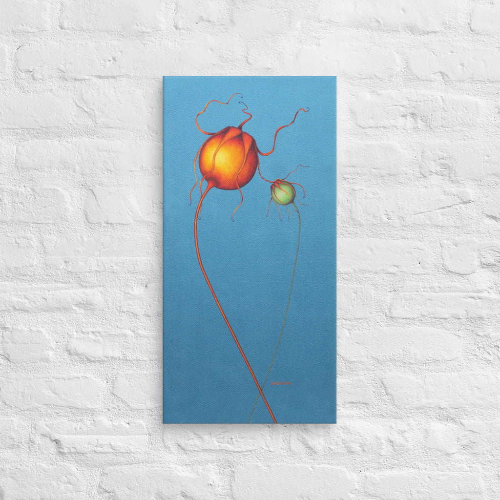 Rosehip branch acrylic painting, contemporary botanical fine art